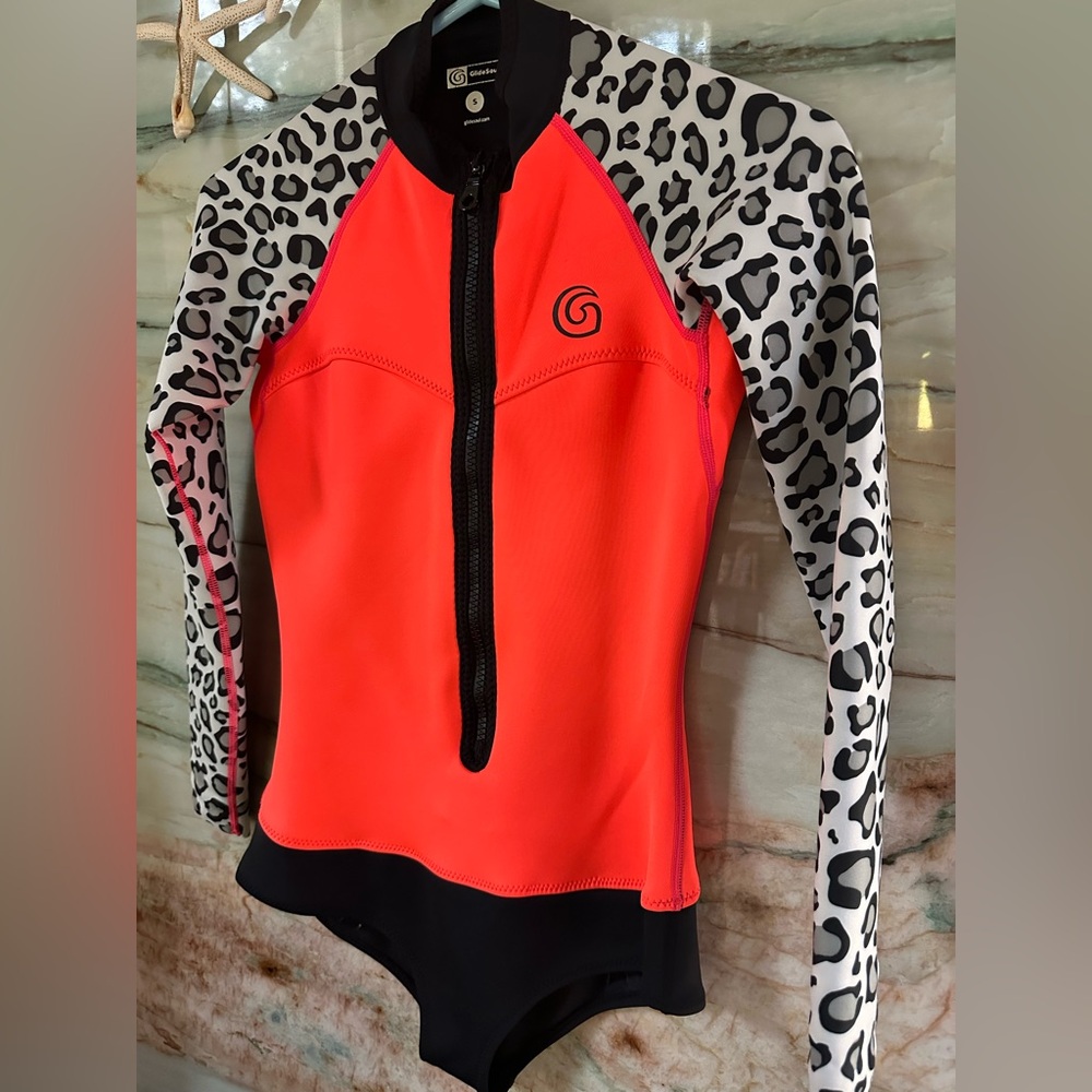 GLIDESOUL Bright Orange Leopard Print Spring Suit